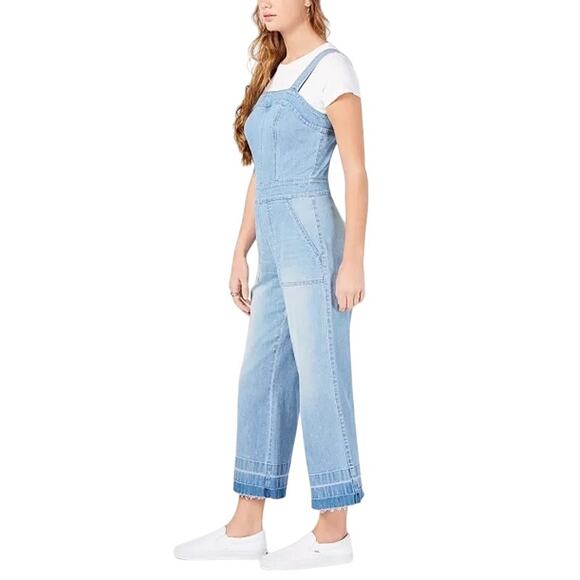Dollhouse Juniors' Cropped Wide-Leg Denim Overalls 3 - Picture 14 of 14